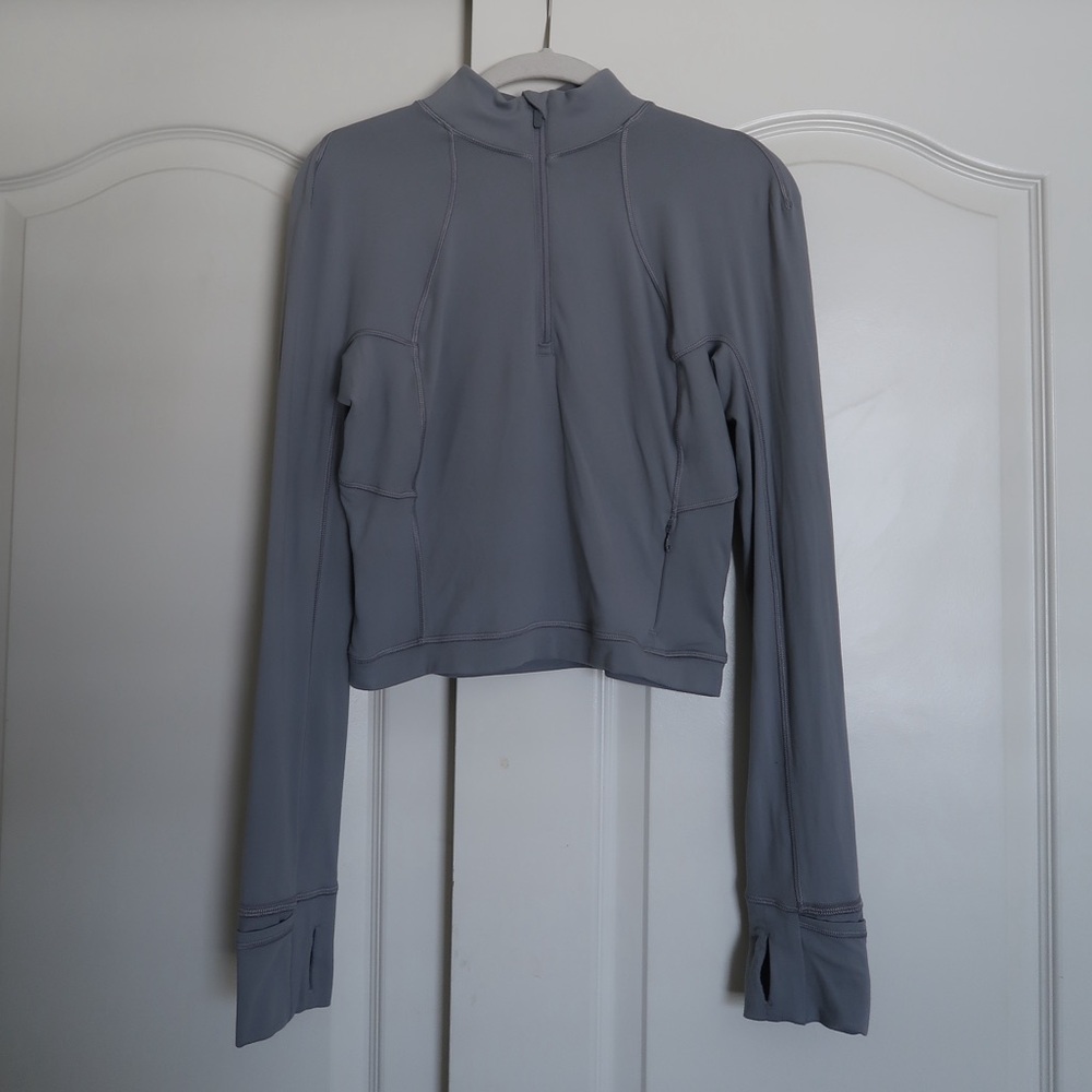 Lululemon It's Rulu Cropped Half Zip Rhino Grey Size 6 Lulu Long Sleeve Crop Top